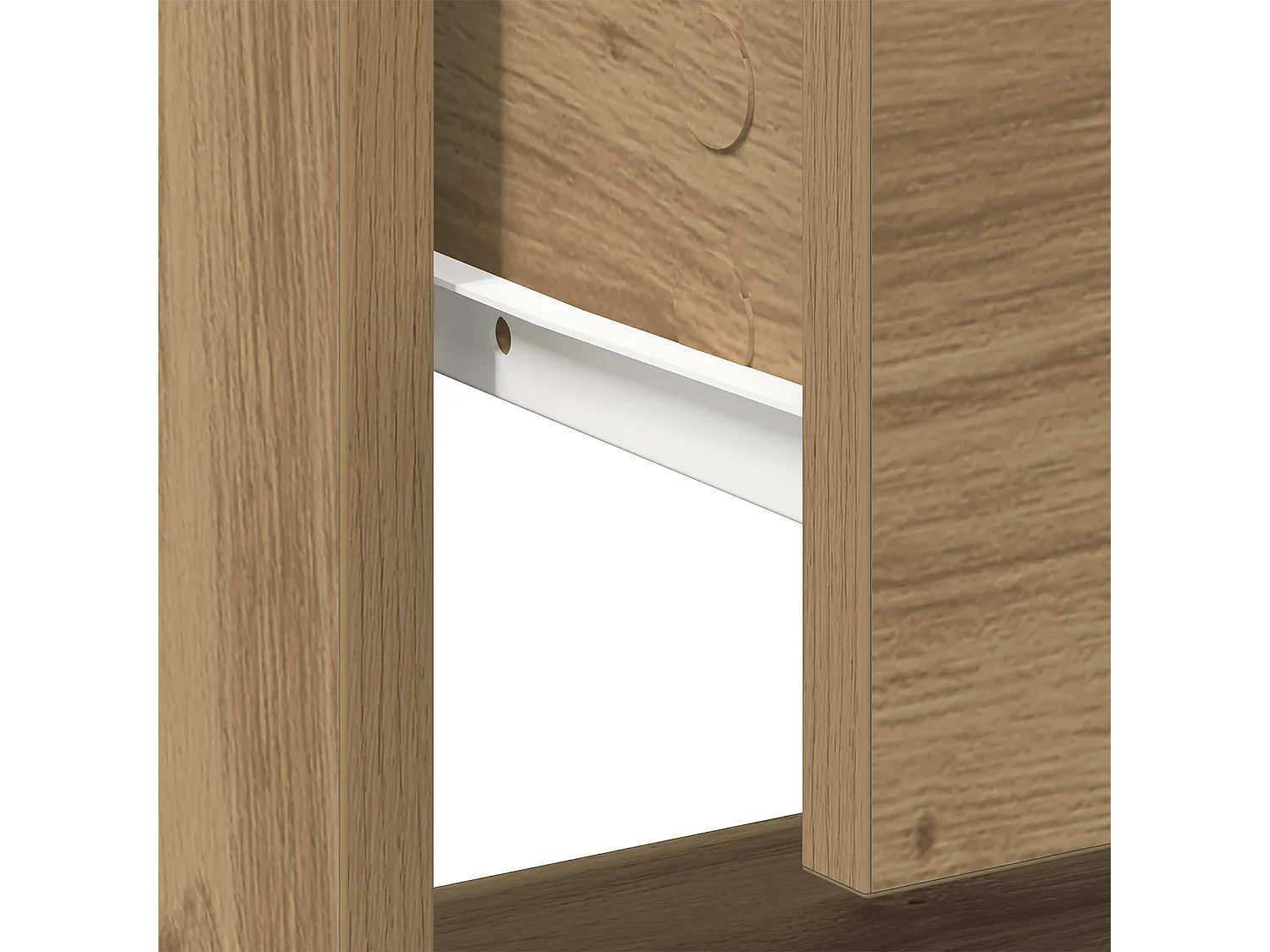 Table de chevet en chêne artisanal 45x34x46 cm en bois d'ingénierie