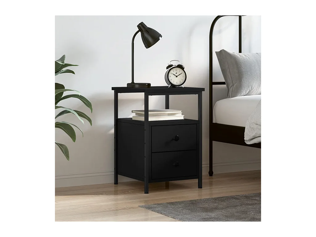 Comodino nero 34x35,5x50 cm in legno ingegnerizzato