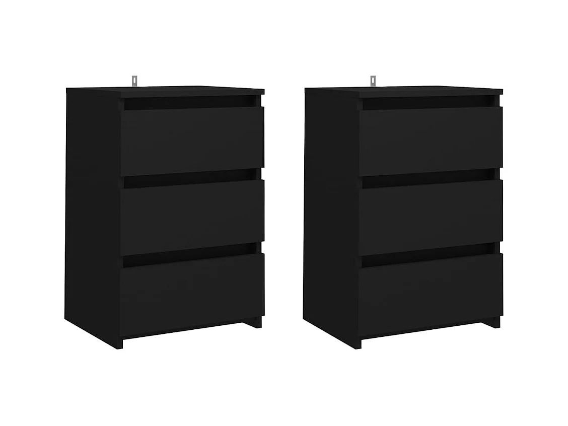 Comodini 2 pz Nero 40x35x62,5 cm Truciolato