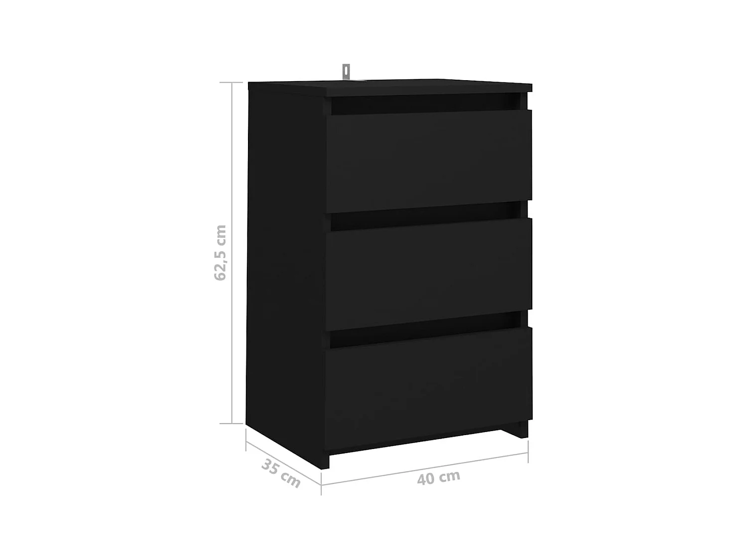 Comodini 2 pz Nero 40x35x62,5 cm Truciolato