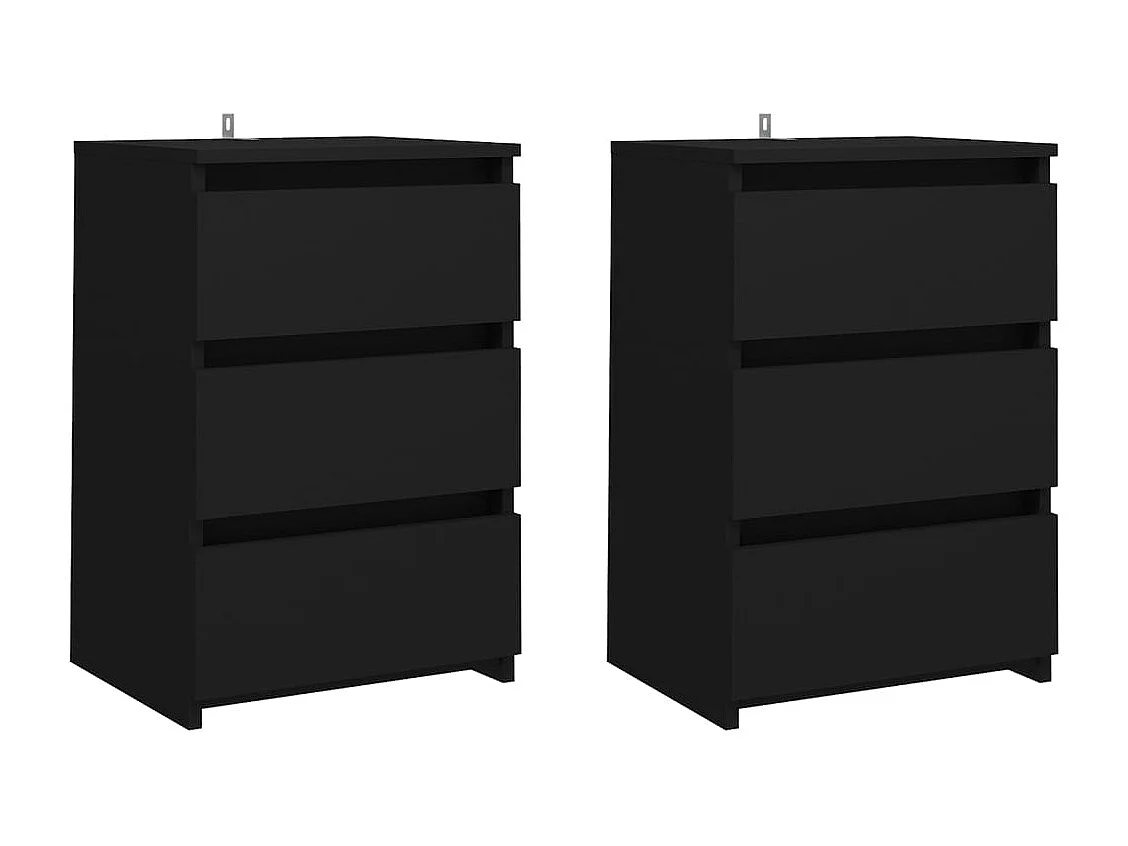 Mesitas de noche 2 uds Negro 40x35x62,5 cm Aglomerado