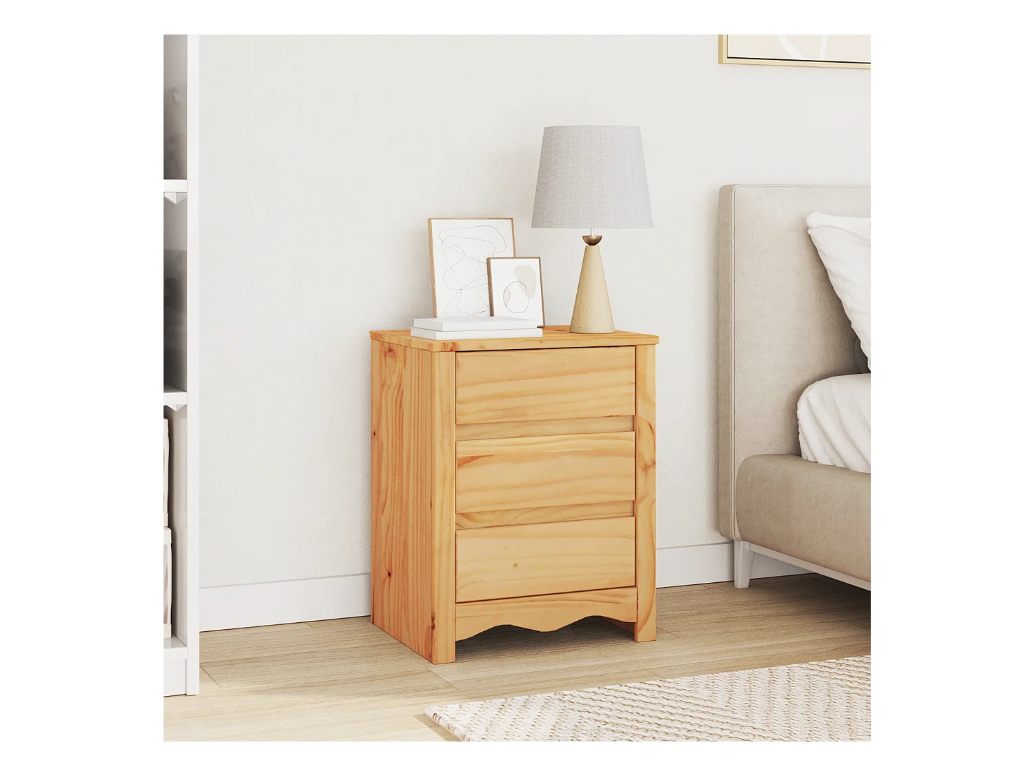 Comodino "DRAMMEN" 45x35x56 cm in legno massello di pino