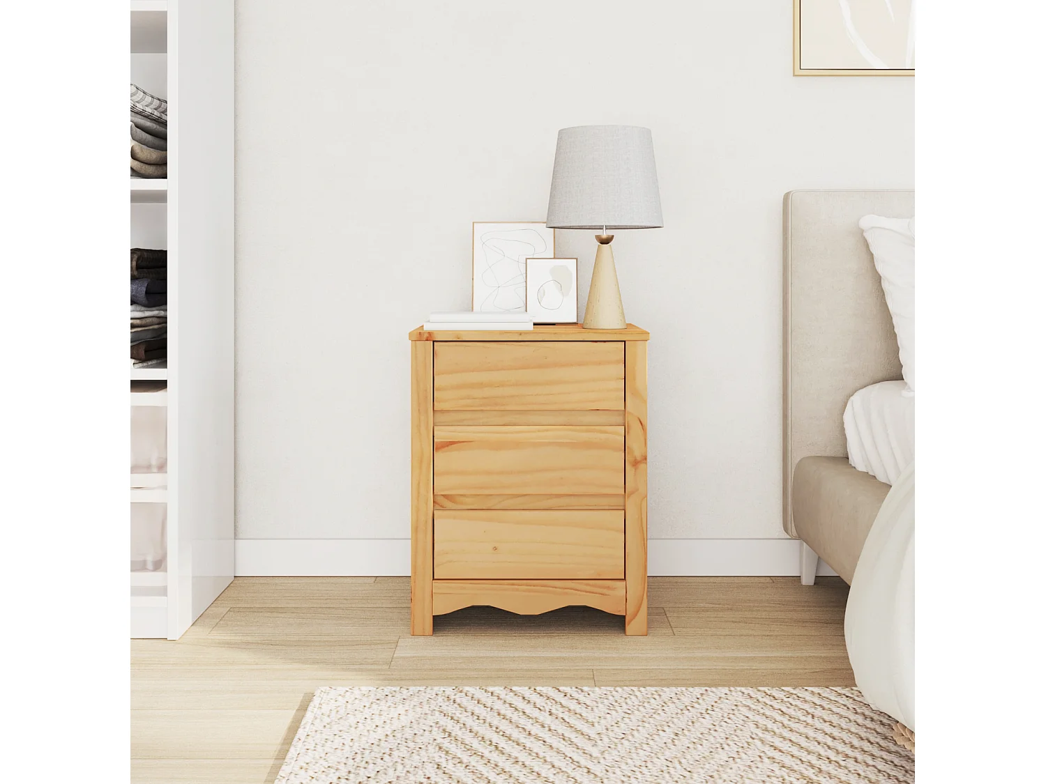 Table de chevet "DRAMMEN" 45x35x56 cm en bois de pin massif