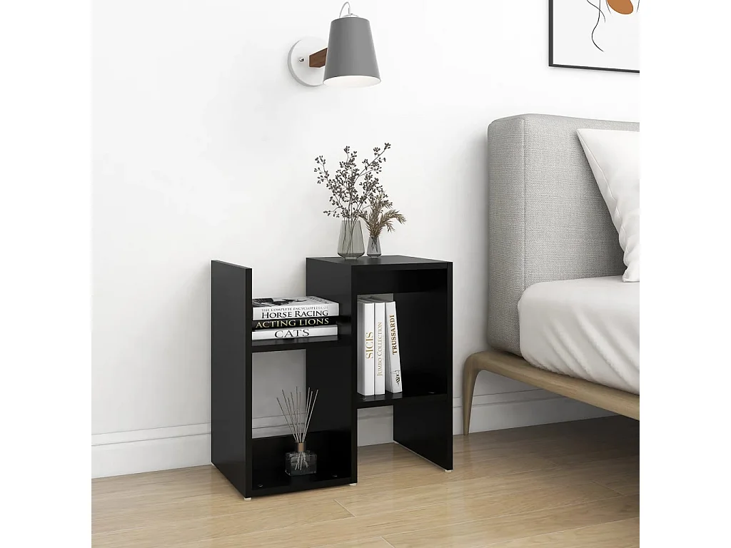 Table de chevet noir 50x30x51,5 cm bois d'ingénierie