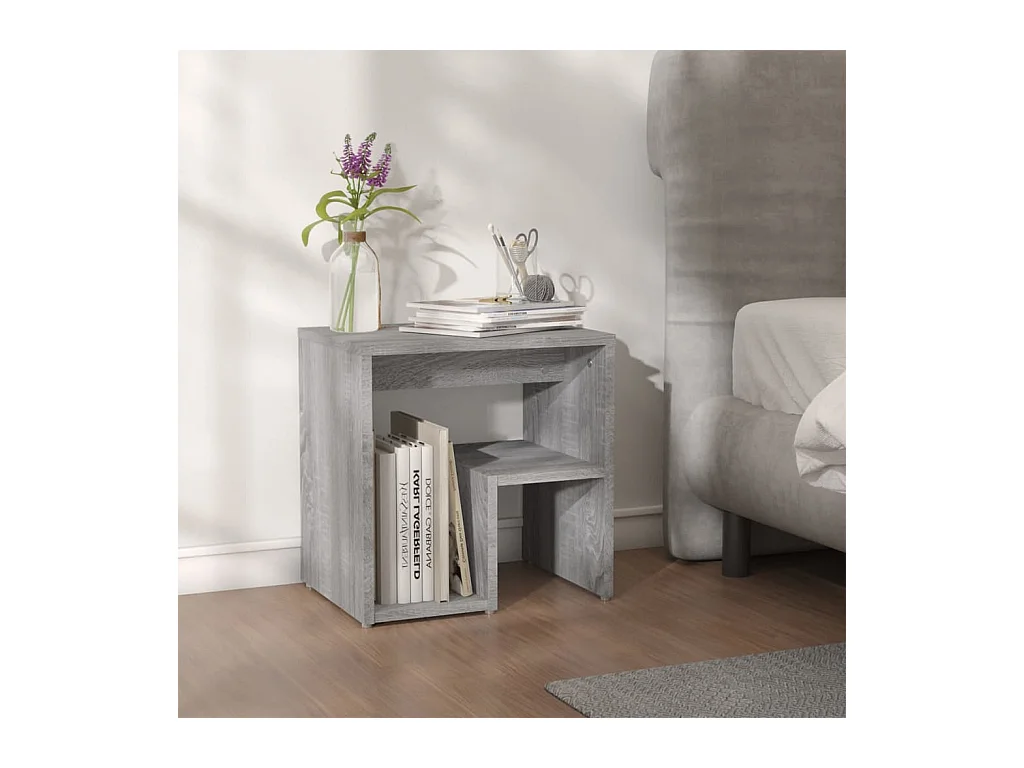 Comodino Sonoma Grey 40x30x40 cm in legno ingegnerizzato
