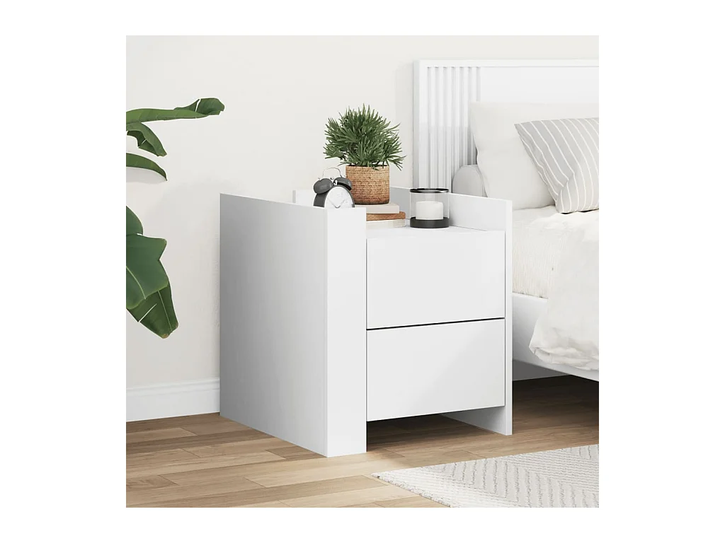 Comodino bianco 45x50x50 cm in legno ingegnerizzato