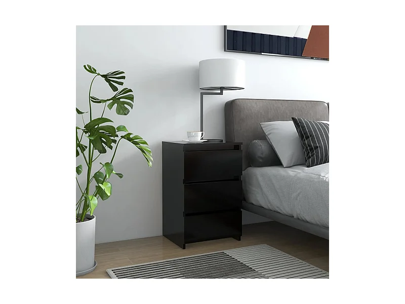 Comodino Nero 40x35x62,5 cm Truciolato