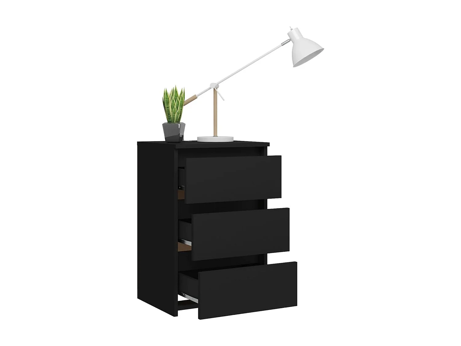 Comodino Nero 40x35x62,5 cm Truciolato