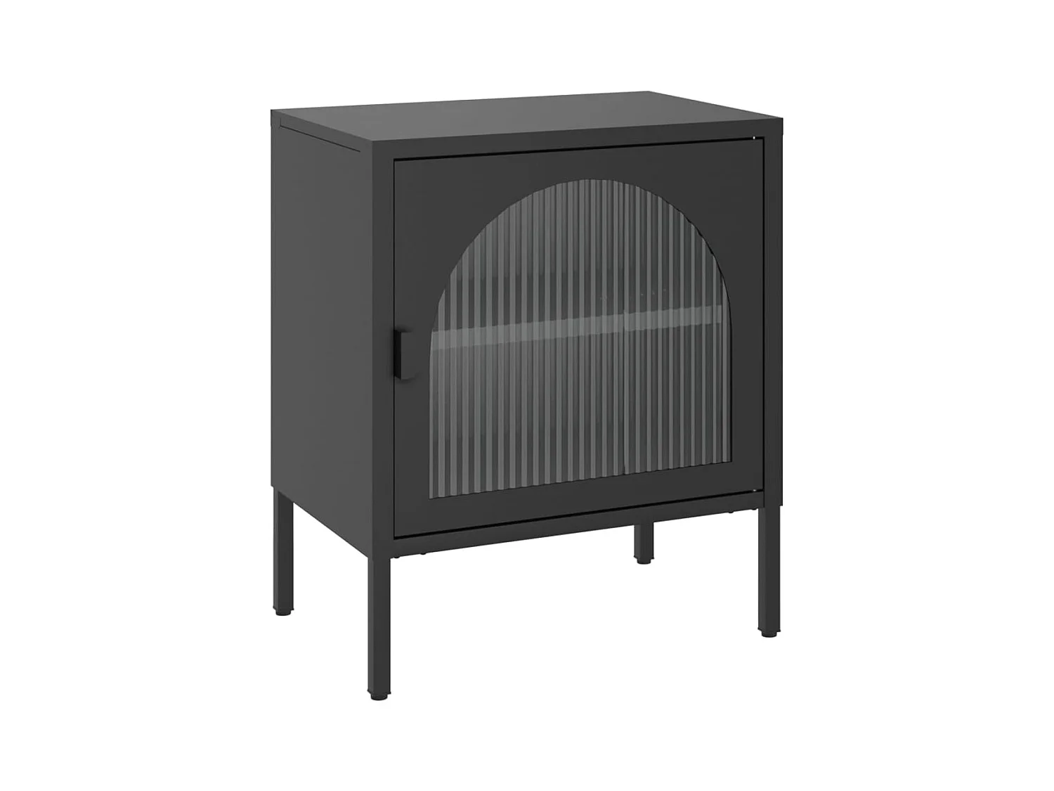 Comodino nero 50x35x60 cm in vetro e acciaio