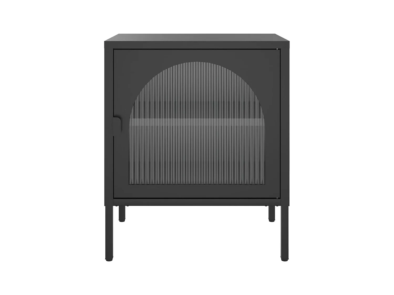 Comodino nero 50x35x60 cm in vetro e acciaio