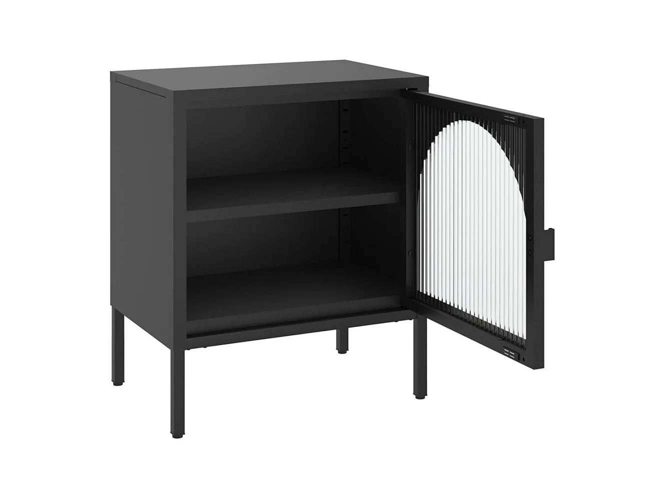 Comodino nero 50x35x60 cm in vetro e acciaio