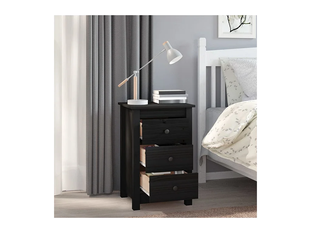 Nachtkastjes 2 stuks Zwart 40x35x61,5 cm Massief grenenhout