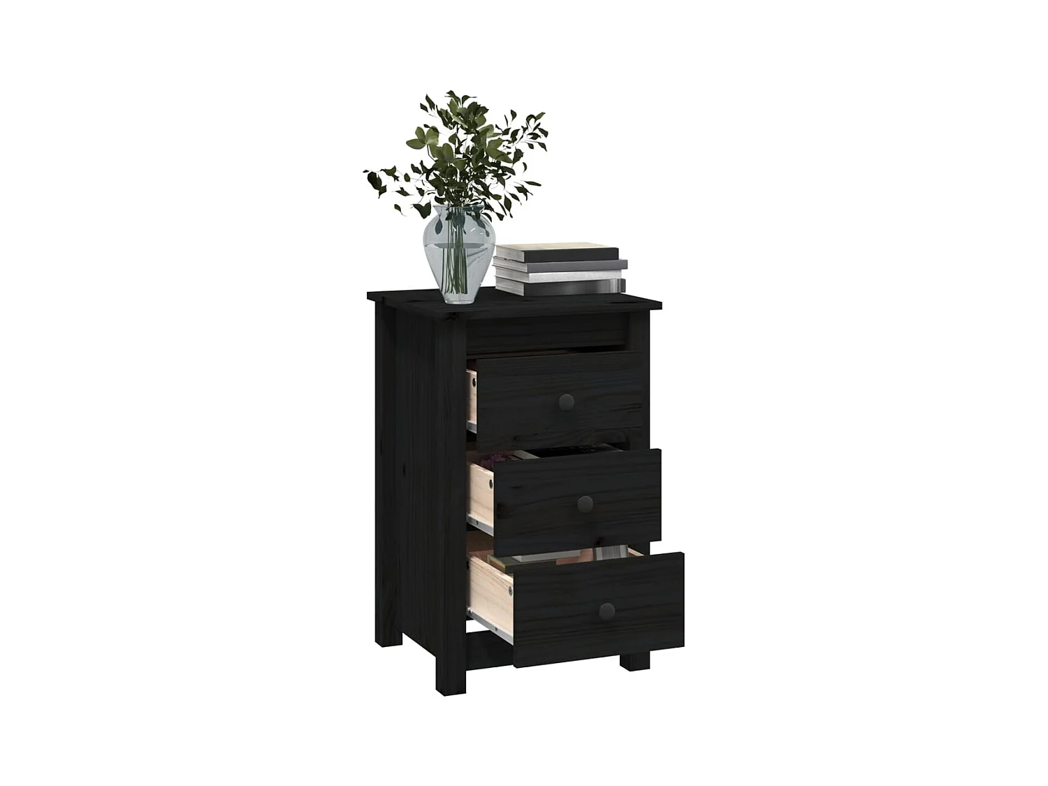 Nachtkastjes 2 stuks Zwart 40x35x61,5 cm Massief grenenhout