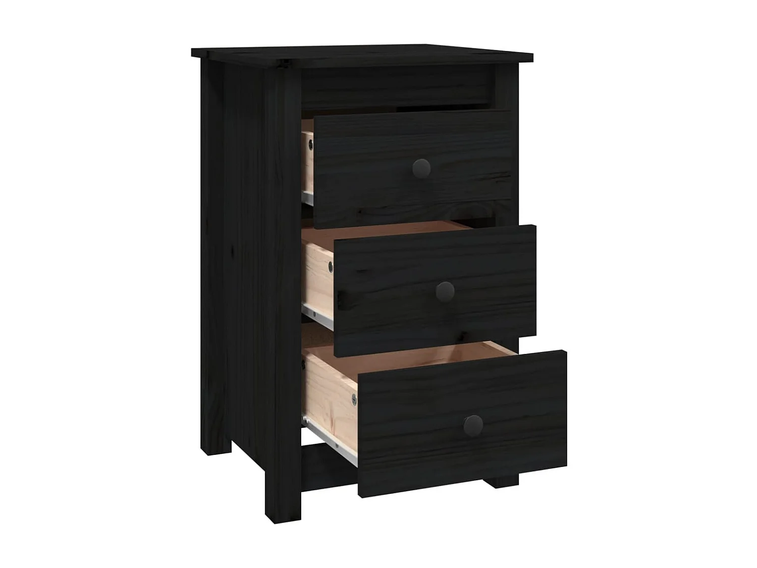 Tables de chevet 2 pcs Noir 40x35x61,5 cm Bois de pin massif