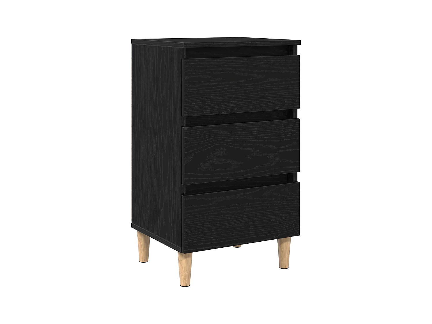 Comodino con gambe in legno di rovere nero 40x35x69 cm