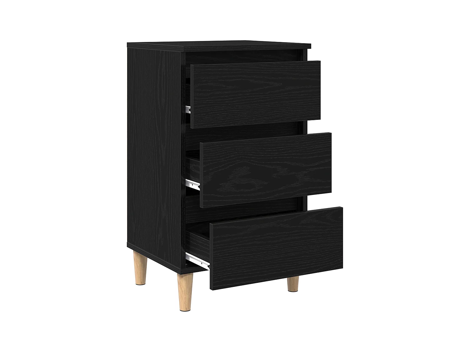 Comodino con gambe in legno di rovere nero 40x35x69 cm