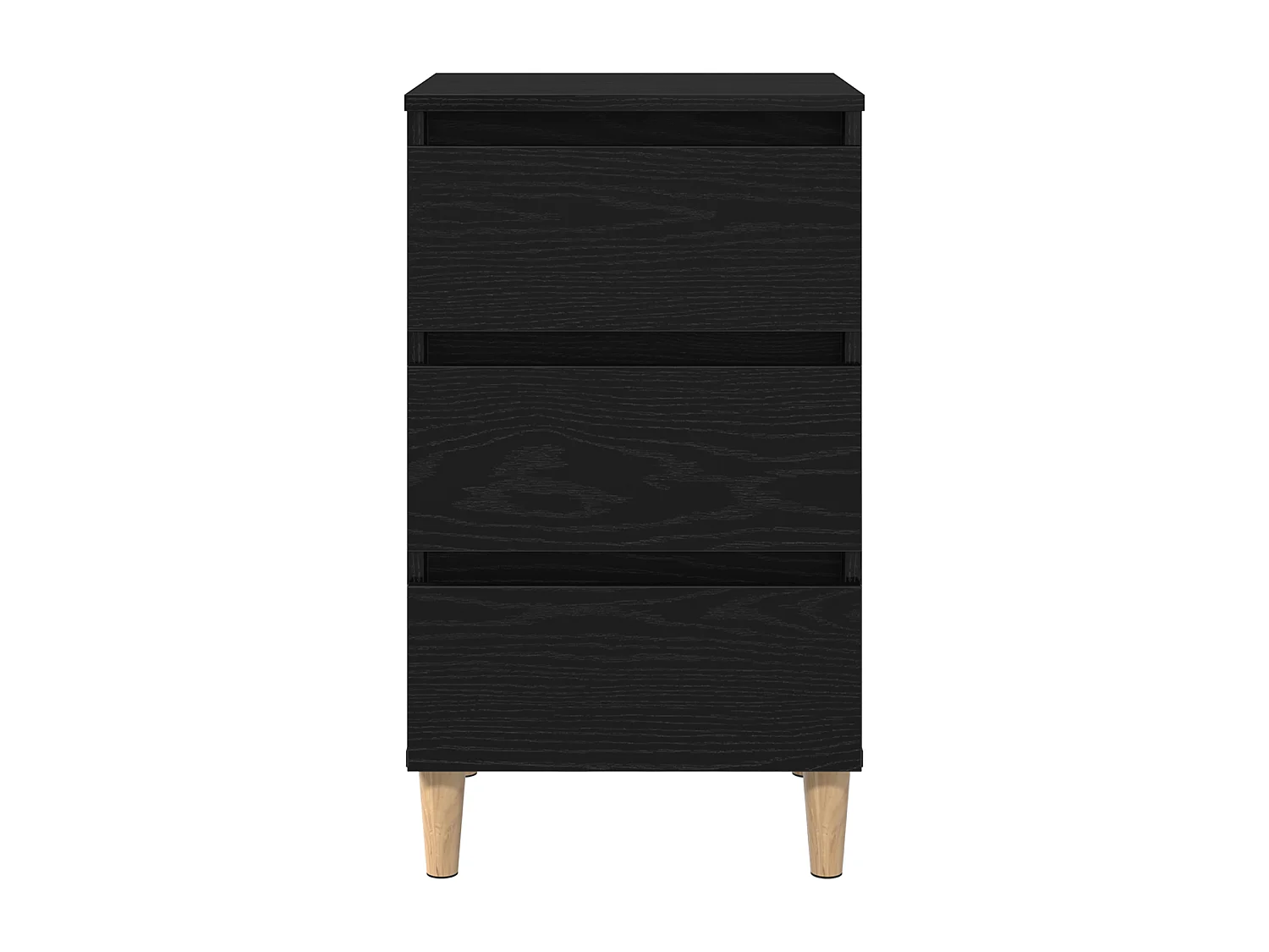 Comodino con gambe in legno di rovere nero 40x35x69 cm