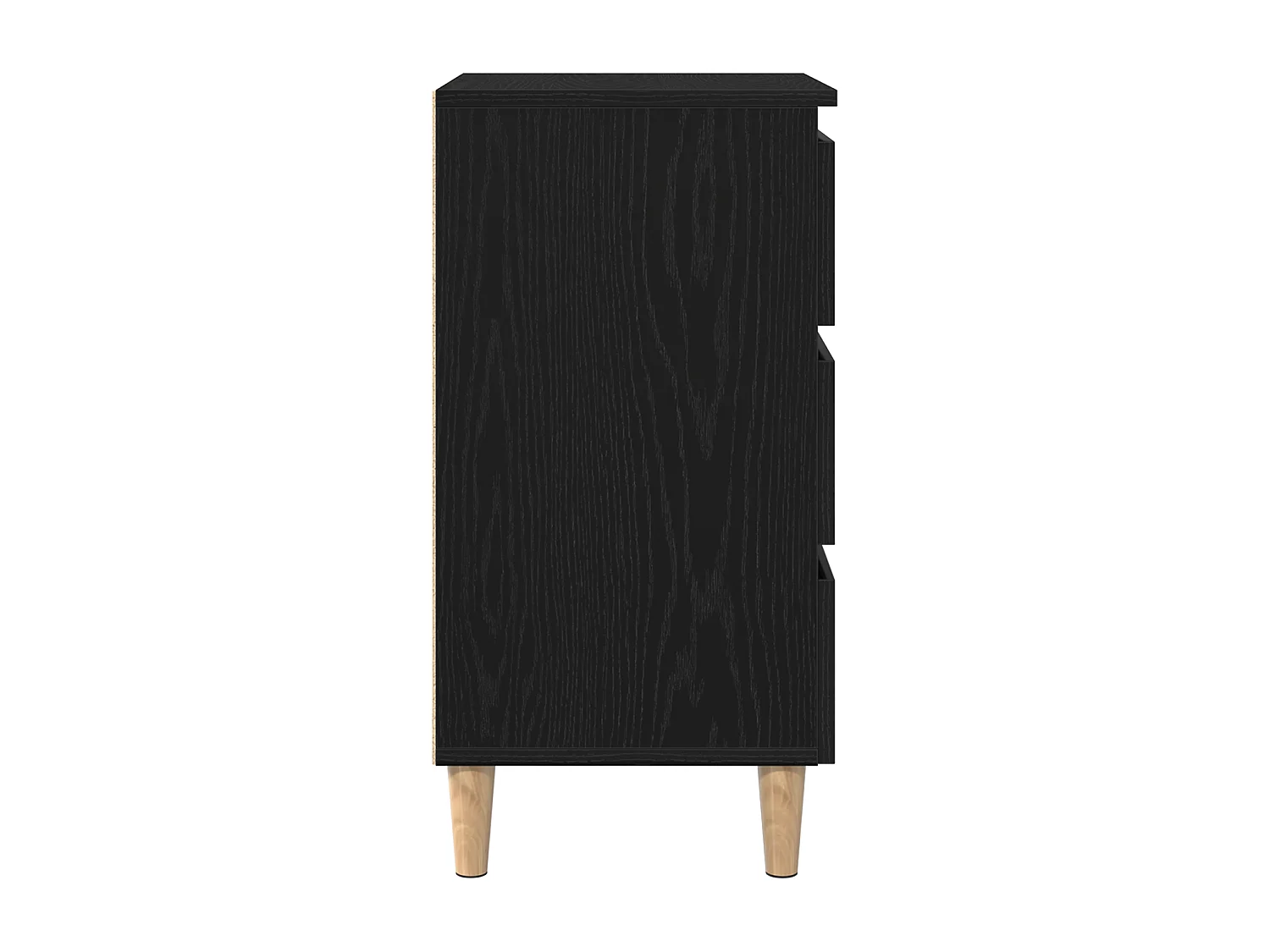 Comodino con gambe in legno di rovere nero 40x35x69 cm