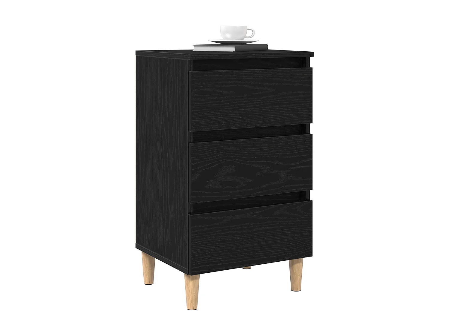 Table de chevet avec pieds en bois chêne noir 40x35x69 cm