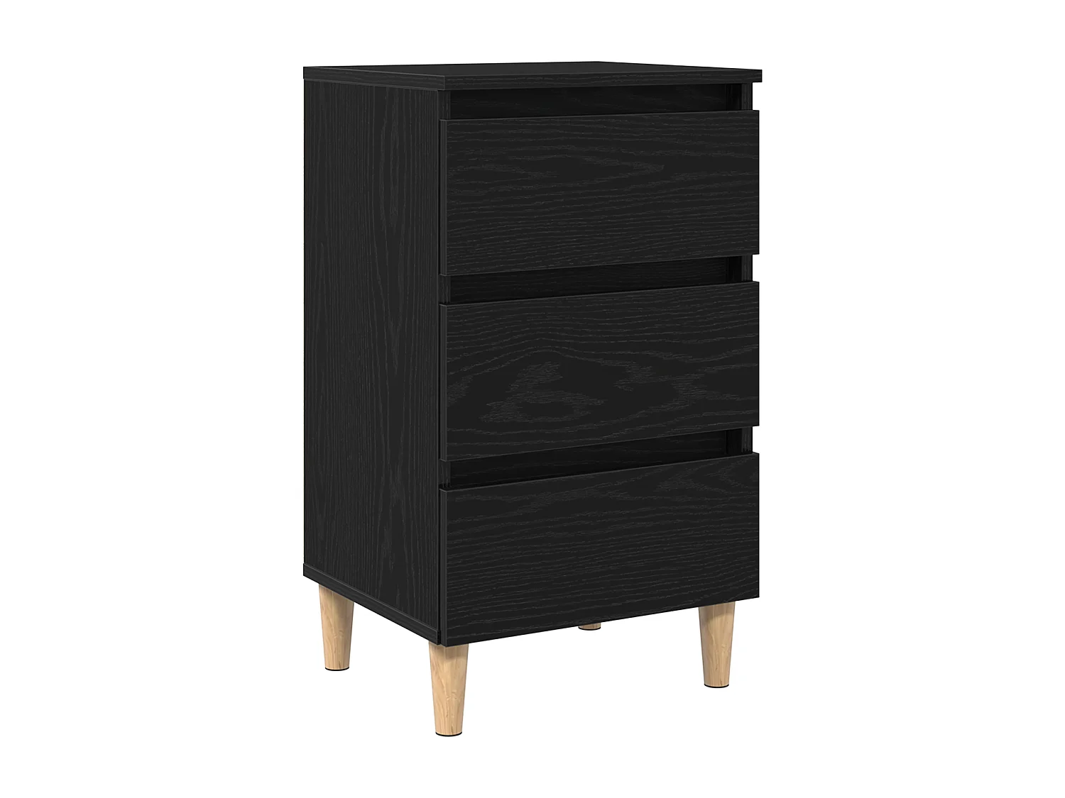 Table de chevet avec pieds en bois chêne noir 40x35x69 cm