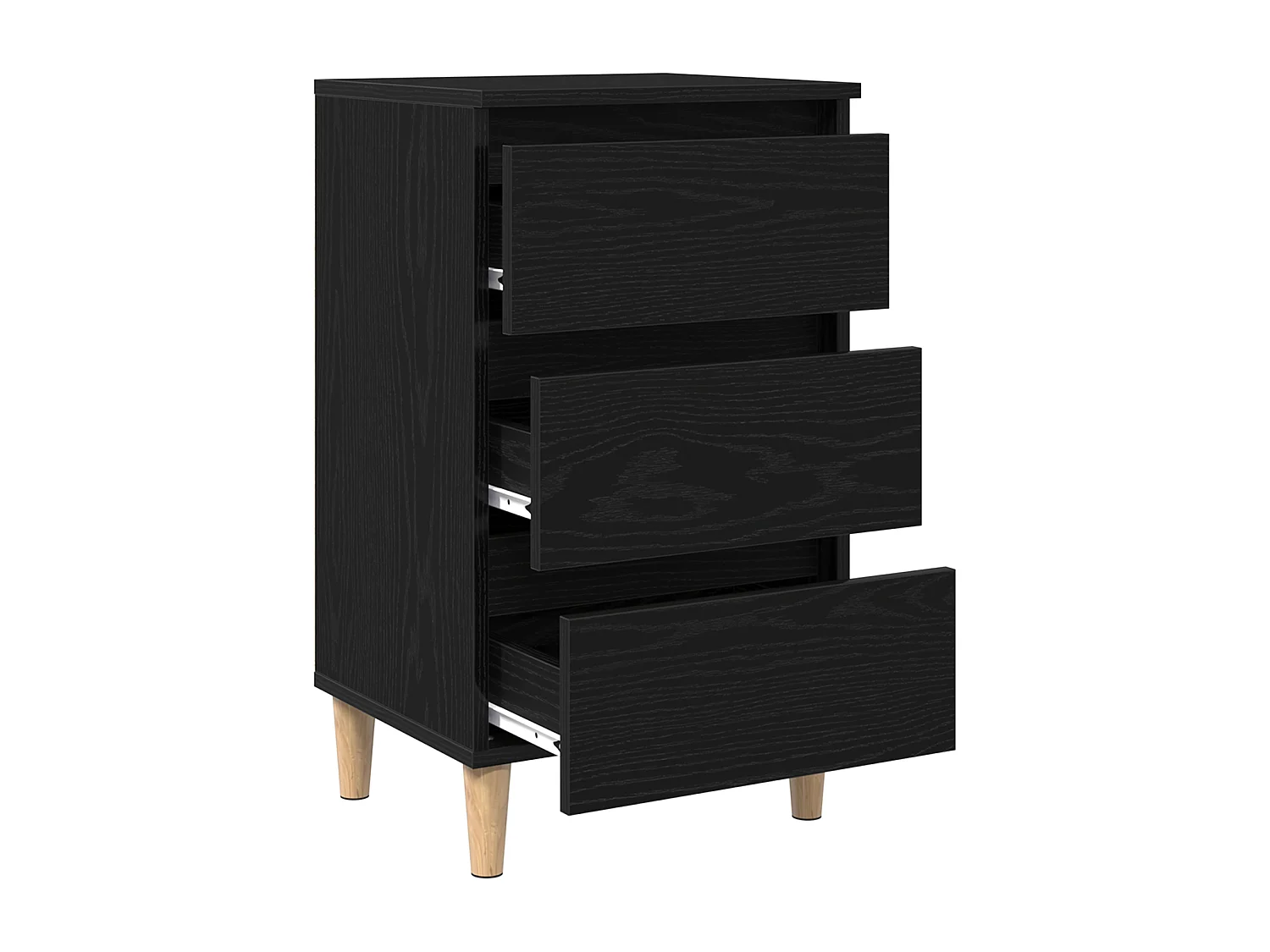 Table de chevet avec pieds en bois chêne noir 40x35x69 cm