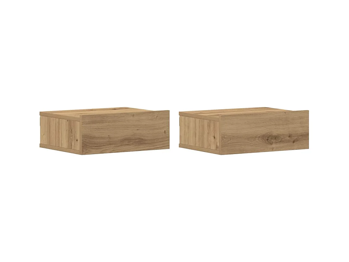 Tables de chevet flottantes 2 pcs chêne artisanal 40x32x15 cm