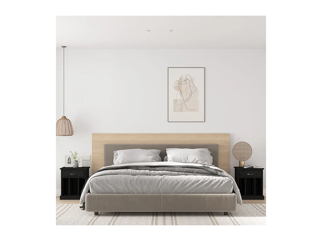 Comodini 2 pezzi neri 43x36x50 cm