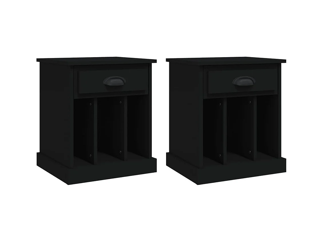 Comodini 2 pezzi neri 43x36x50 cm