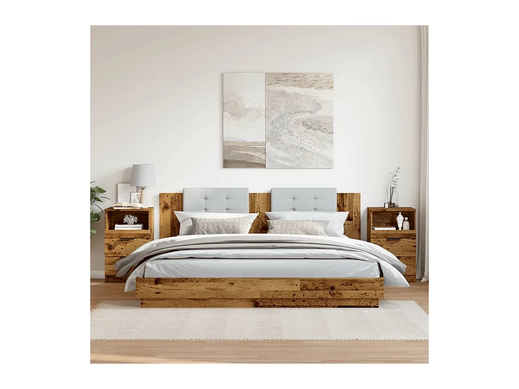 Tables de chevet 2 pcs vieux bois 40x36x65 cm bois d'ingénierie