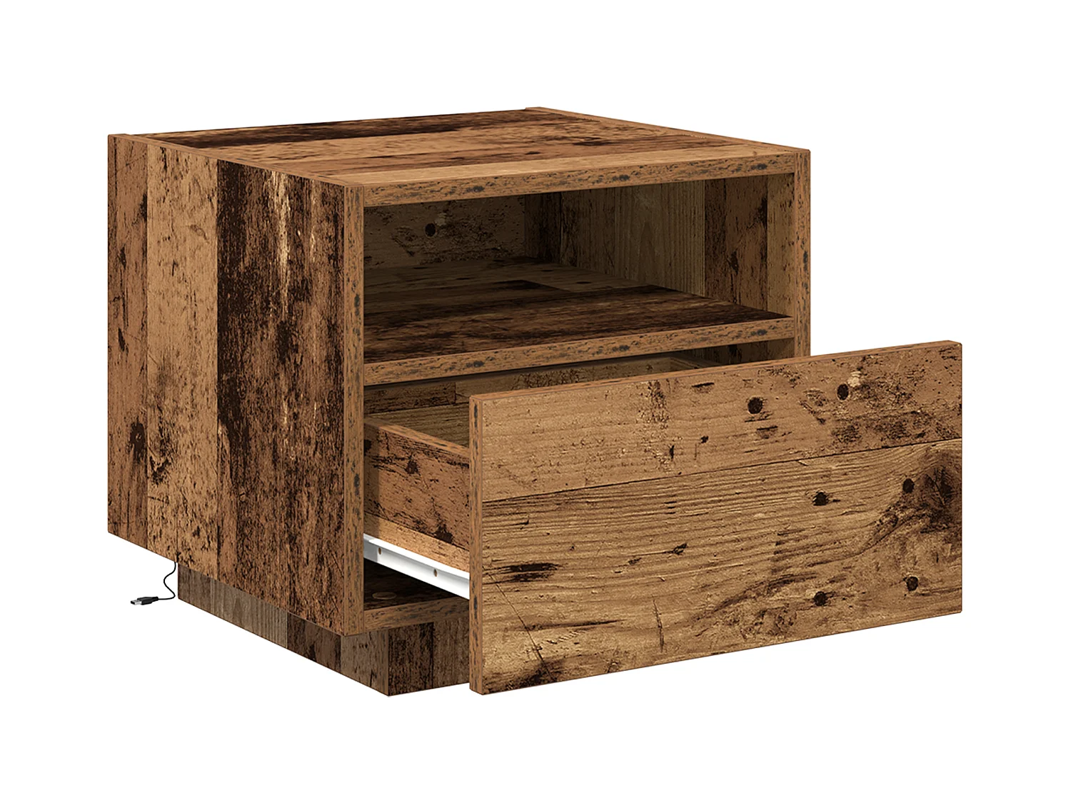 Comodino con luci LED Legno antico 40x39x37 cm