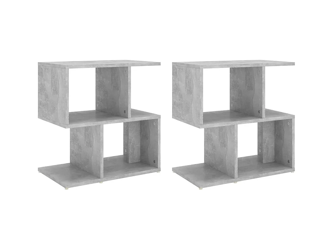 Tables de chevet 2pcs gris béton 50x30x51,5cm bois d'ingénierie
