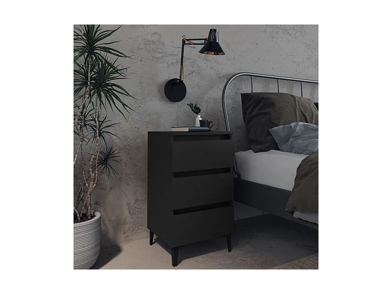 Comodino con gambe in metallo nero 40x35x69 cm