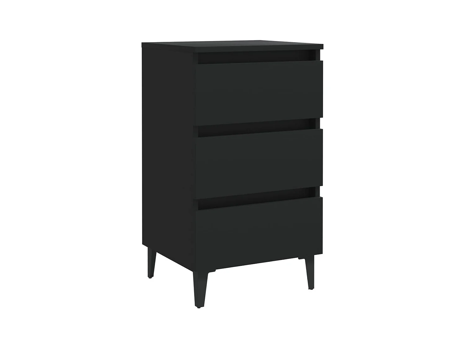 Nachtkastje met zwarte metalen poten 40x35x69 cm