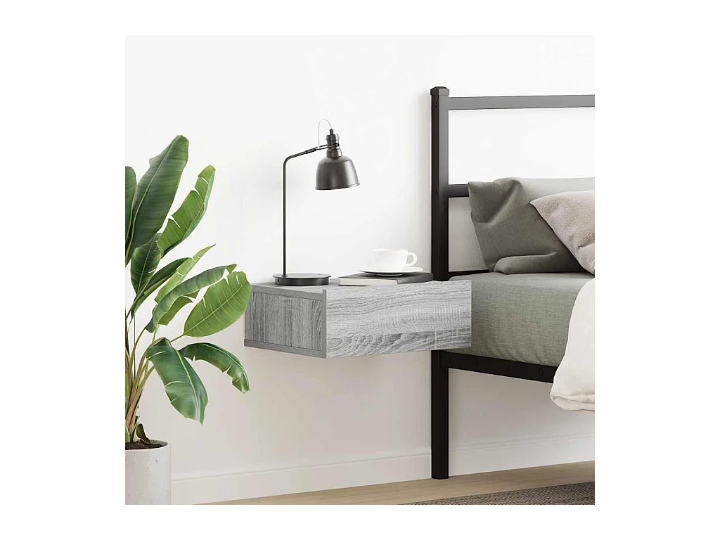 Comodino sospeso Sonoma grigio 40x30x15 cm