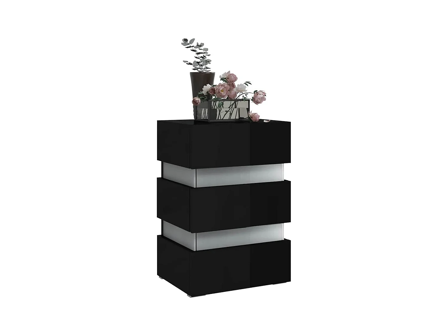 Zwart glanzend LED-nachtkastje 45x35x67 cm bewerkt hout