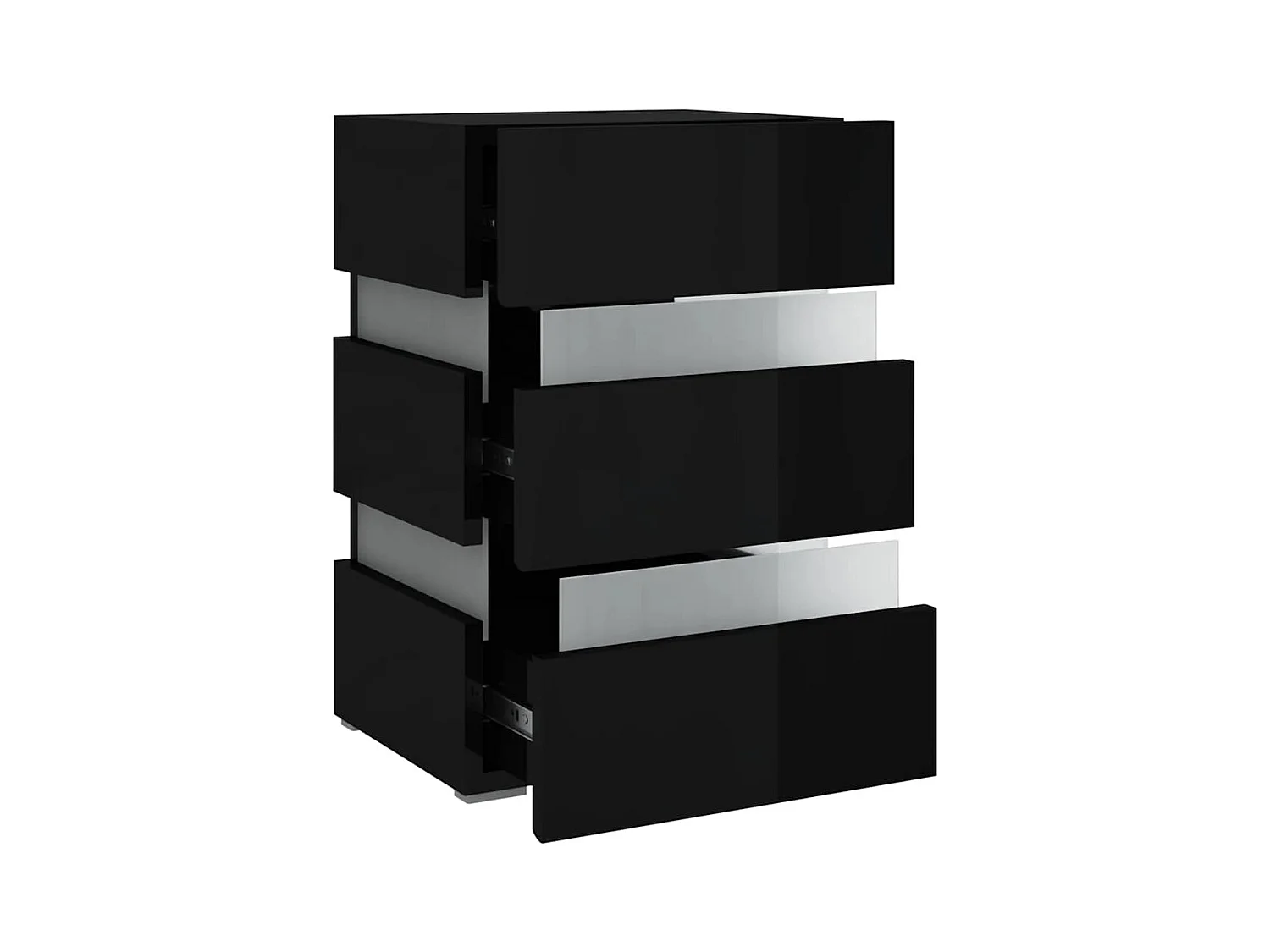 Table de chevet à LED noir brillant 45x35x67 cm bois ingénierie