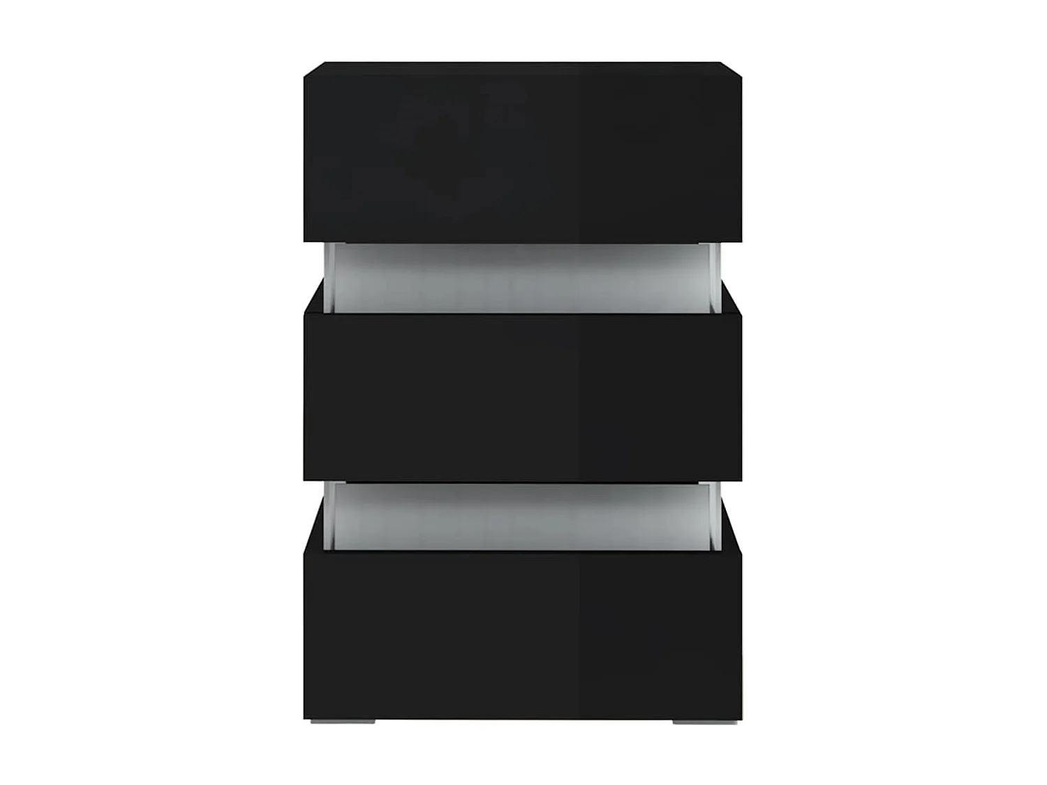 Table de chevet à LED noir brillant 45x35x67 cm bois ingénierie