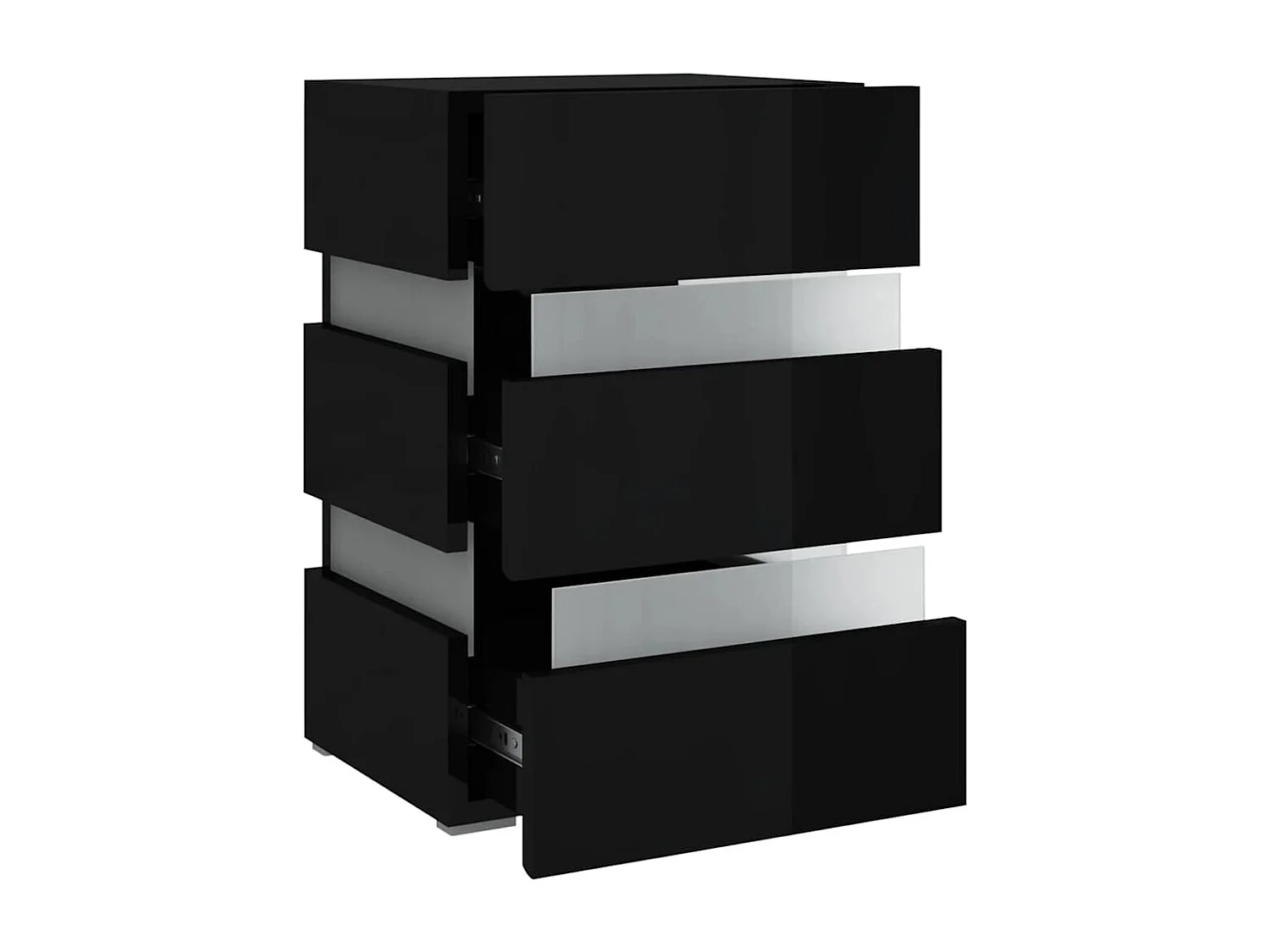 Table de chevet à LED noir brillant 45x35x67 cm bois ingénierie