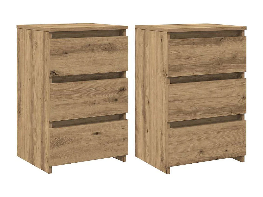 Comodini da 2 pezzi in legno di rovere lavorato a mano