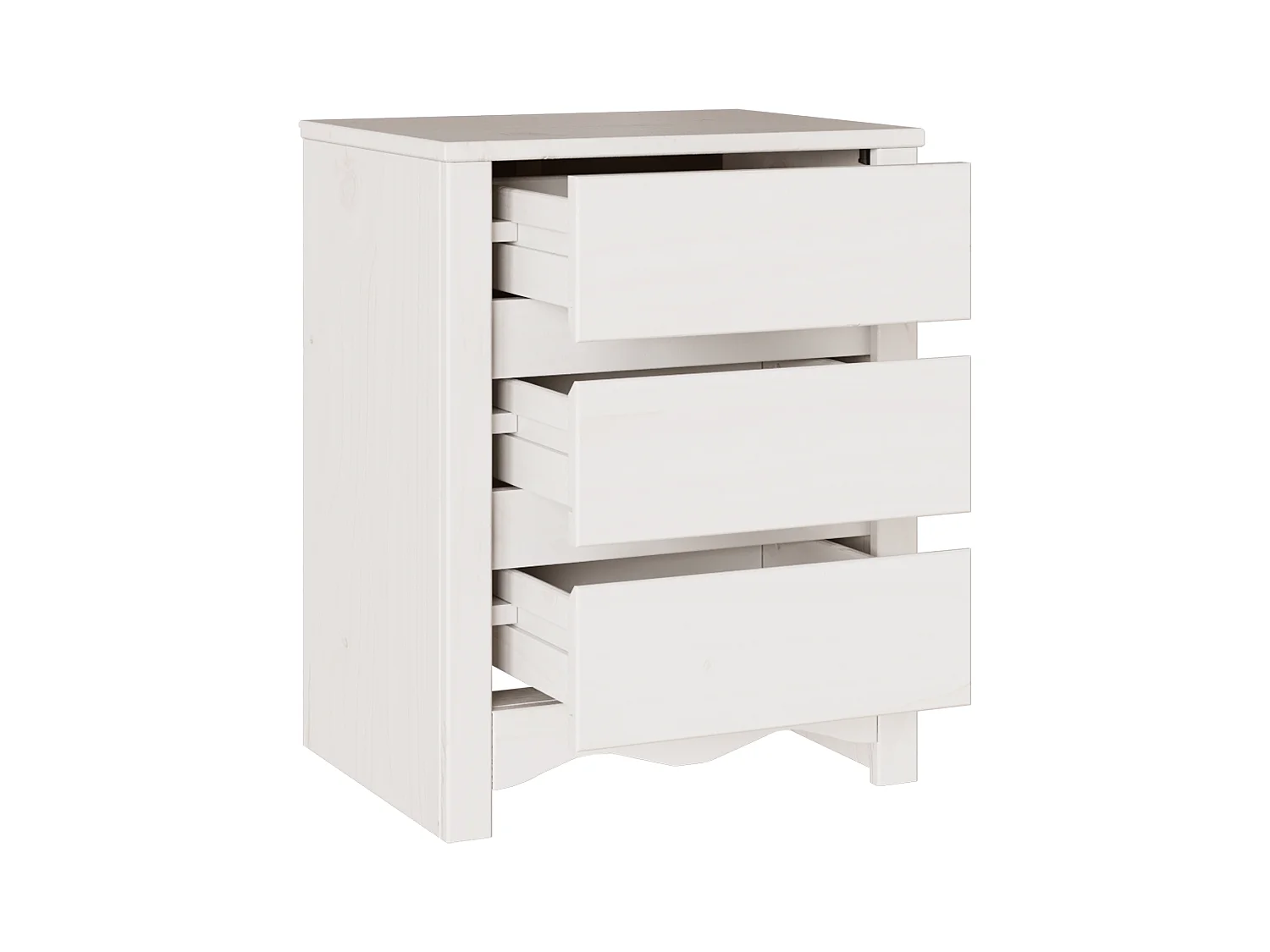 Table de chevet "DRAMMEN" Blanche 45x35x56 cm en bois massif de pin