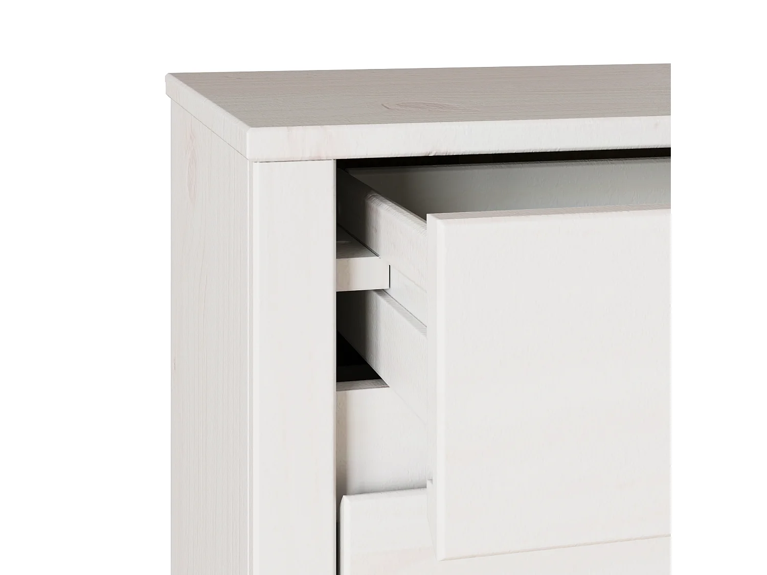 Table de chevet "DRAMMEN" Blanche 45x35x56 cm en bois massif de pin