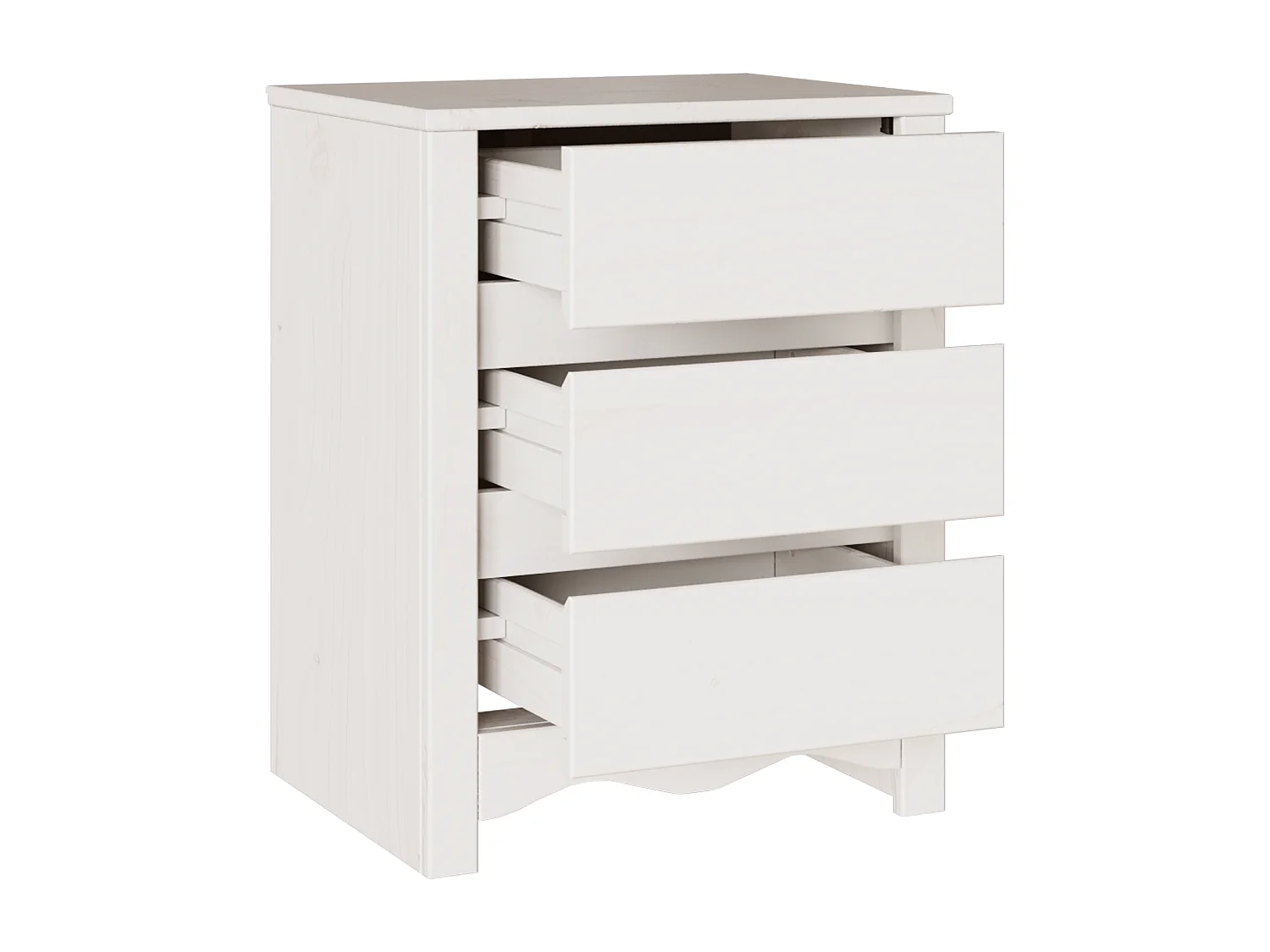 Table de chevet "DRAMMEN" Blanche 45x35x56 cm en bois massif de pin