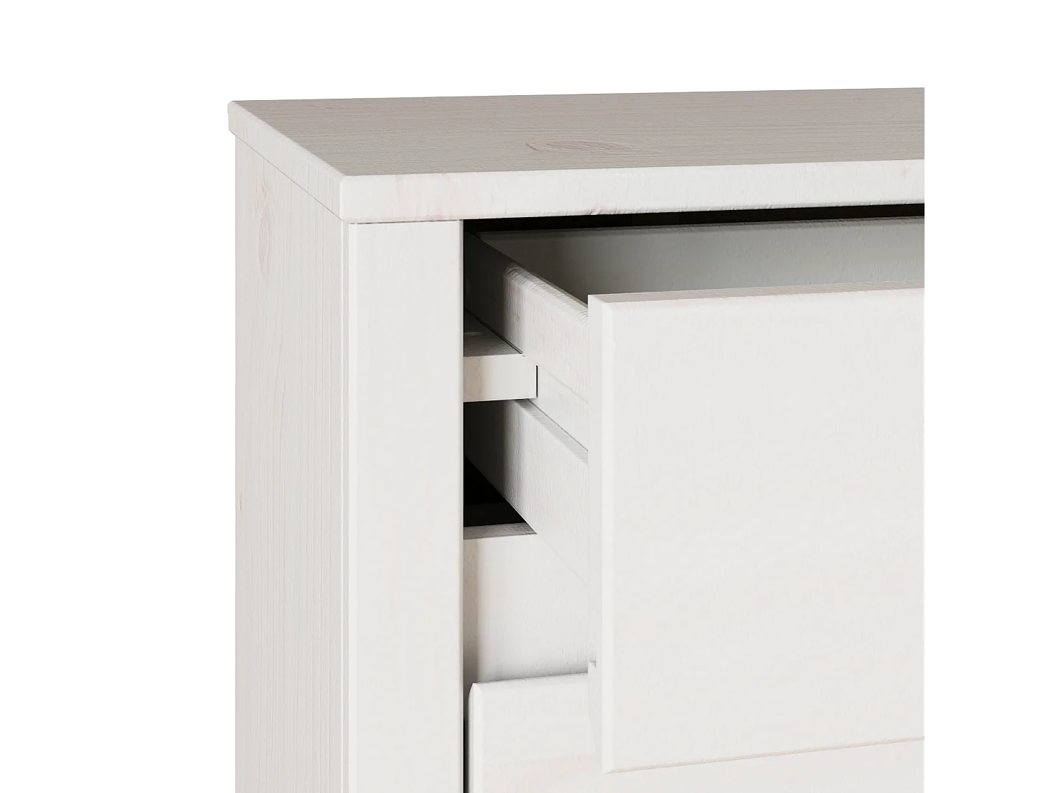 Table de chevet "DRAMMEN" Blanche 45x35x56 cm en bois massif de pin