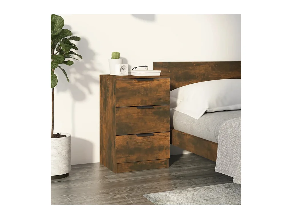 Table de chevet Chêne fumé 40x36x65 cm