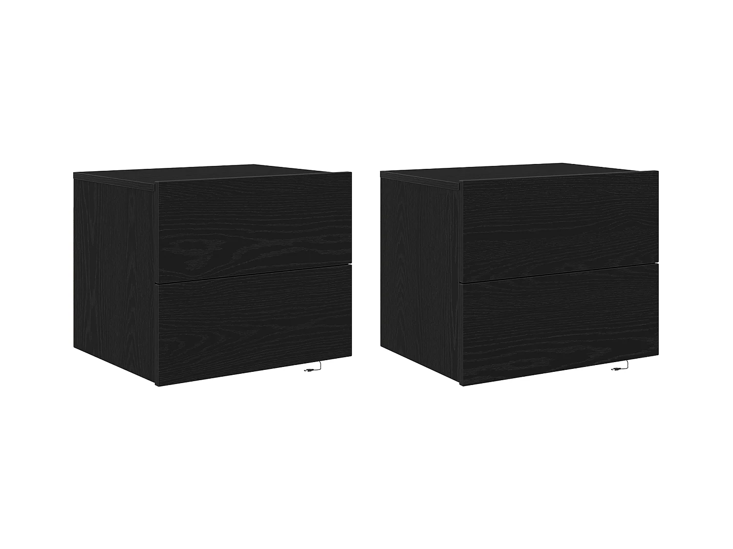 Nachtkastjes met LED-wandlampen 2 stuks Zwarte Eiken