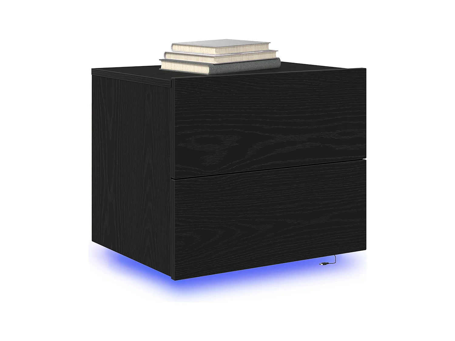 Nachtkastjes met LED-wandlampen 2 stuks Zwarte Eiken