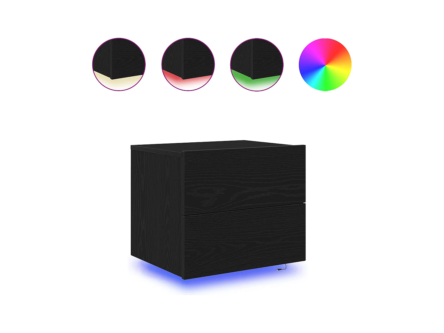 Nachtkastjes met LED-wandlampen 2 stuks Zwarte Eiken