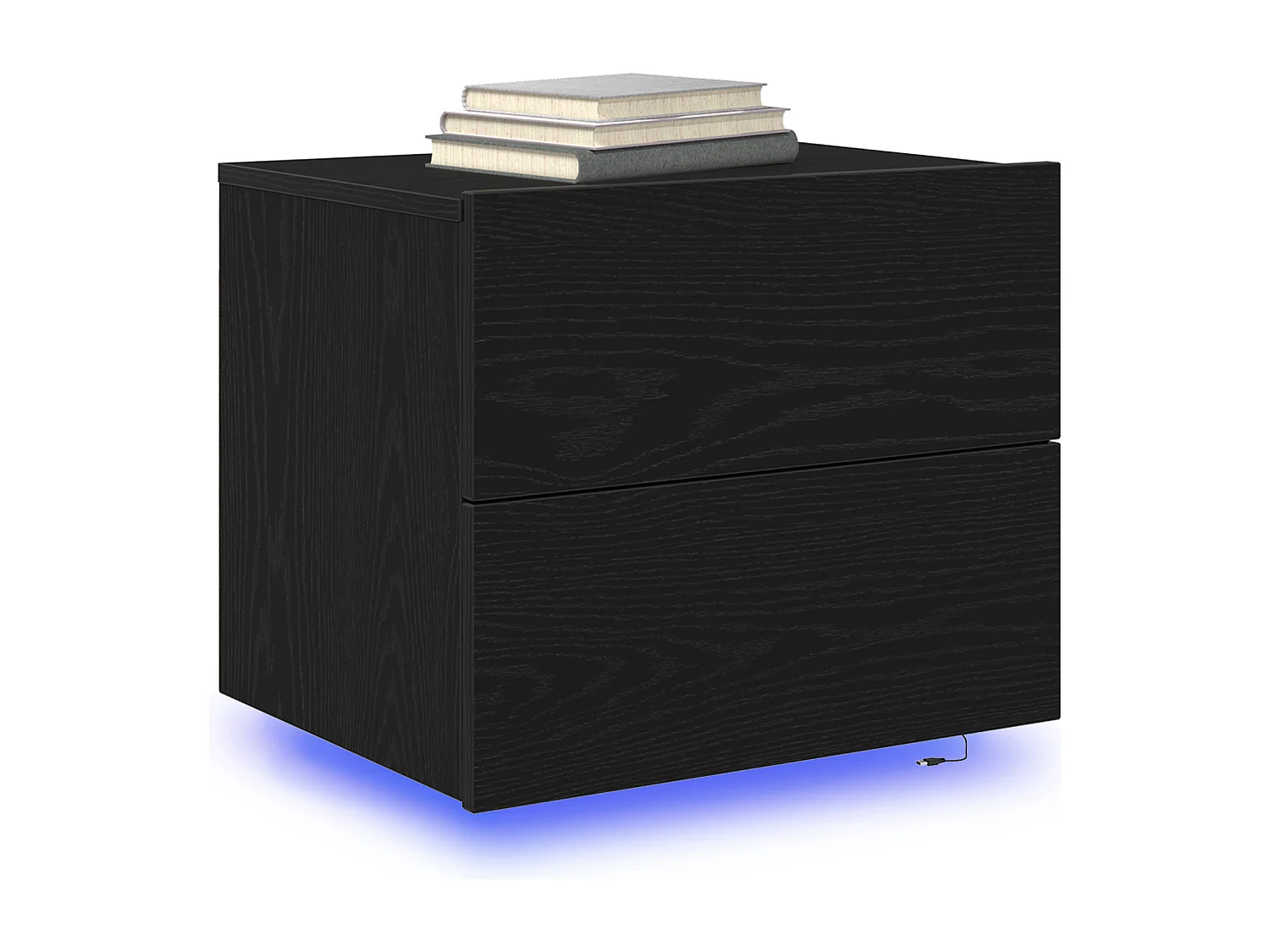 Armoires de chevet avec lumières LED murales 2 pcs Chêne noir