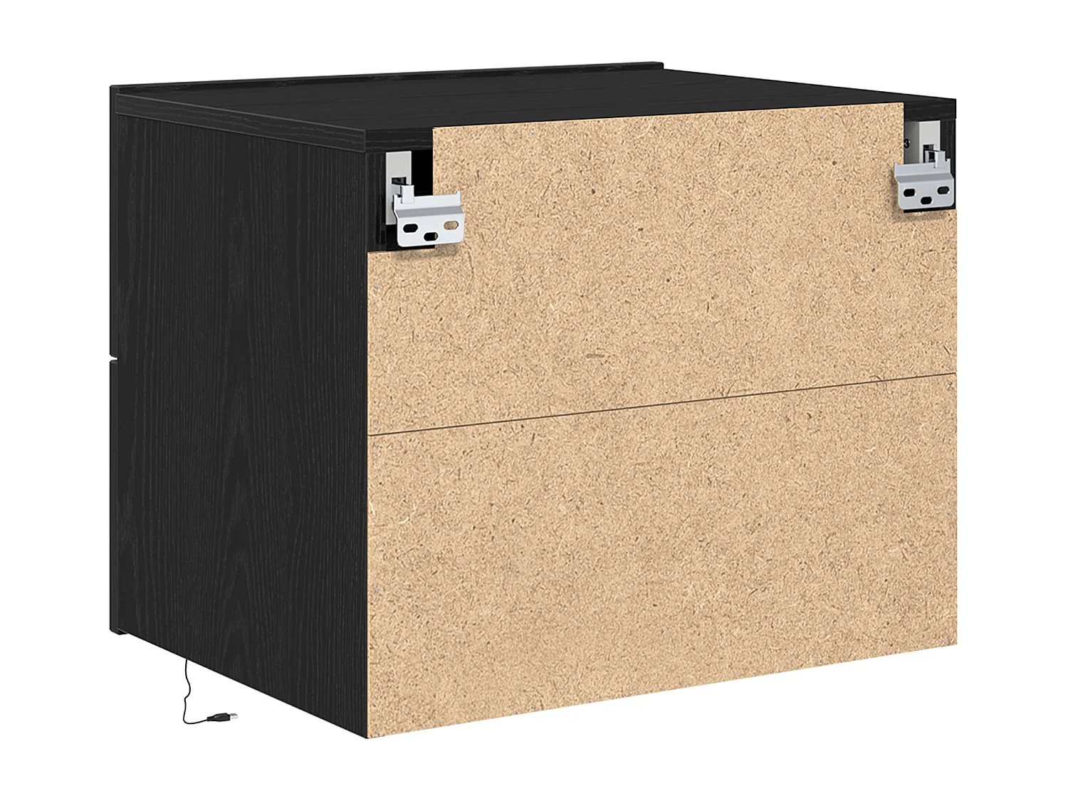 Nachtkastjes met LED-wandlampen 2 stuks Zwarte Eiken