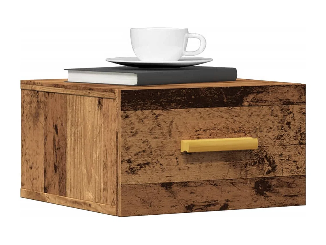 Table de chevet murale vieux bois 35x35x20 cm